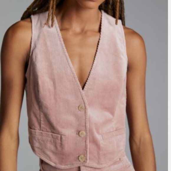 Anthropologie Pants - Anthropologie Pink Corduroy SET (vest and pants)